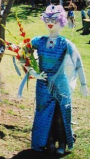 A scarecrow Dame Edna Everage