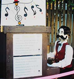 A piano playing scarecrow