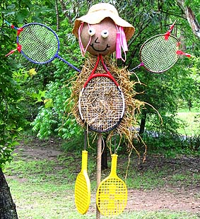 A creative sporting scarecrow idea