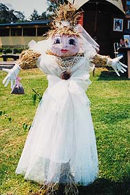 Scarecrow in a wedding gown